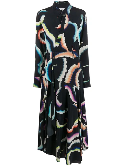 A.l.c Amaya Long Sleeve Stretch Silk Maxi Dress In Blue