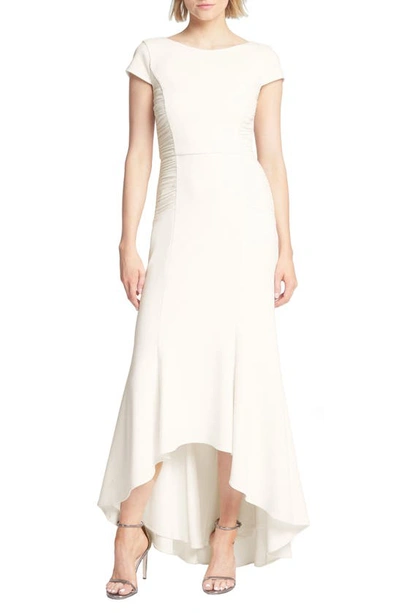 Halston Heritage Haltson Heritage Side Ruched High/low Trumpet Gown In Chalk