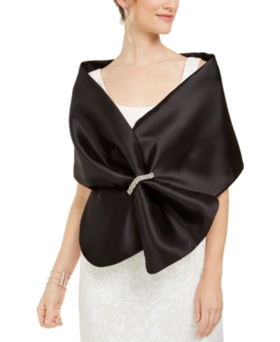 Adrianna Papell Mikado Embellished Satin Wrap In Black