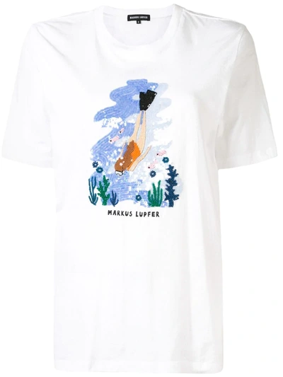 Markus Lupfer Alex Sequin Graphic T-shirt In White