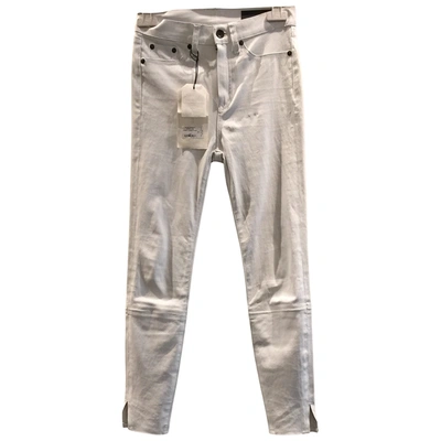 Pre-owned Rag & Bone Leather Straight Pants In White