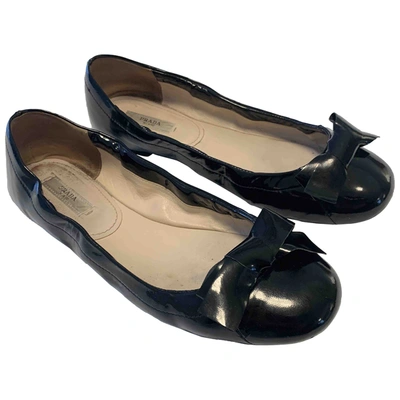 Pre-owned Prada Patent Leather Ballet Flats In Black