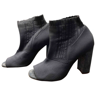 Pre-owned Lella Baldi Open Toe Boots In Anthracite