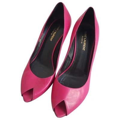 Pre-owned Saint Laurent Anja Leather Heels In Pink