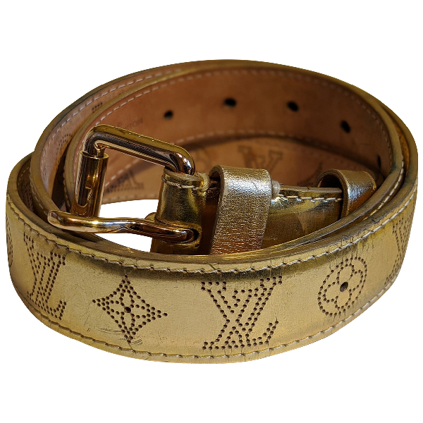 Pre-Owned Louis Vuitton Gold Leather Belt | ModeSens