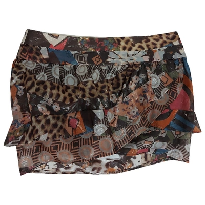 Pre-owned Just Cavalli Silk Mini Skirt In Multicolour