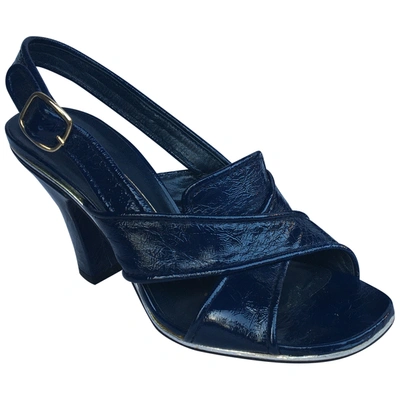 Pre-owned Marc Jacobs Patent Leather Sandals In Navy