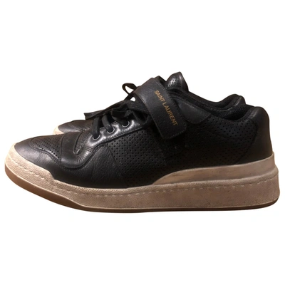 Pre-owned Saint Laurent Sl24 Leather Low Trainers In Black