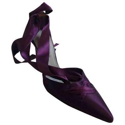 Pre-owned Saint Laurent Cloth Heels In Purple