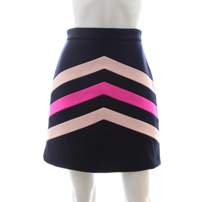 Pre-owned Msgm Wool Mini Skirt In Navy