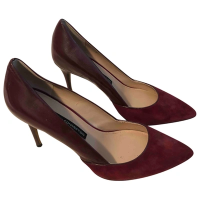 Pre-owned French Connection Leather Heels In Burgundy