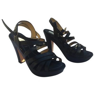 Pre-owned Lanvin Leather Sandals In Black