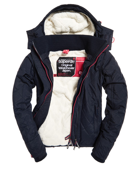Superdry Hooded Sherpa Quilted Windcheater Jacket In Navy | ModeSens