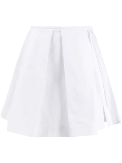 Courrèges Pleated Cotton Poplin Mini Skirt In White