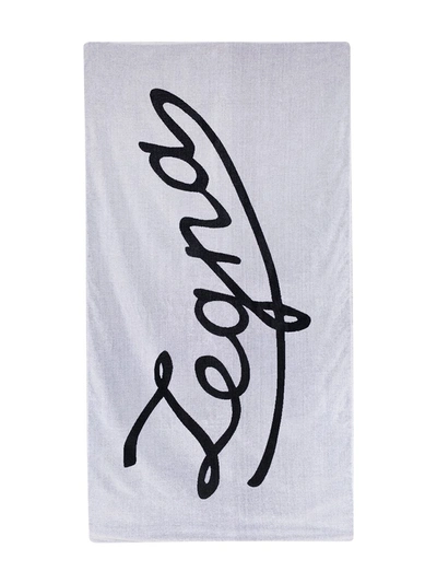 Ermenegildo Zegna White Signature Logo Cotton Beach Towel