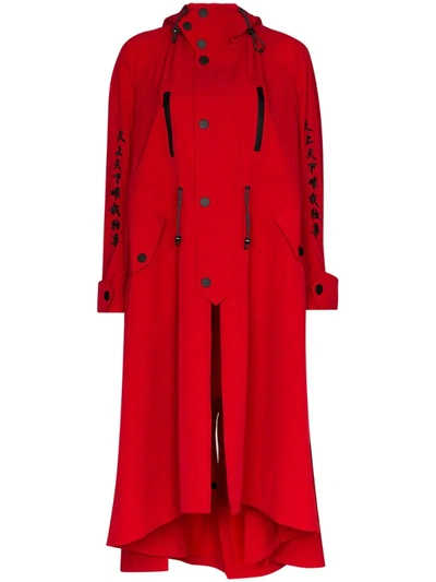 Angel Chen Toko Fuku Embroidered Asymmetric Coat In Red