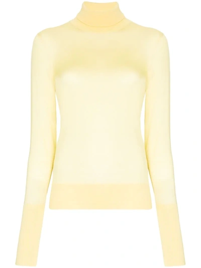 Victoria Beckham Lightweight Silk Knit Jumper In Yellow