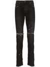 Purple Brand P001-bos Slim Fit Jeans In Black Over Spray