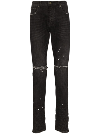 P001 LOW RISE SKINNY JEAN - Black Overspray