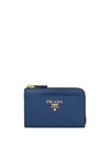 Prada Zipped Pouch Keychain In Blue