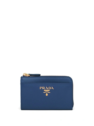 Prada Zipped Pouch Keychain In Blue