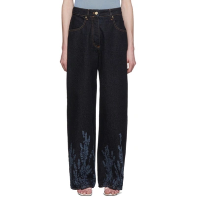 Jacquemus Nîmes Laser Print Jeans In Navy