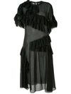 Goen J Asymmetric Chiffon Dress In Black