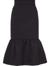 Miu Miu Ruffled Wool Cady Midi Skirt In Black