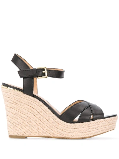 Michael Kors Suzette Wedge Wedges In Black Leather