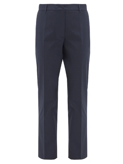 Weekend Max Mara Max Mara Weekend Osella Blend Cotton Trousers In Blue