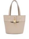 Chloé Aby Media Tote In Grey Leather In Motty Grey