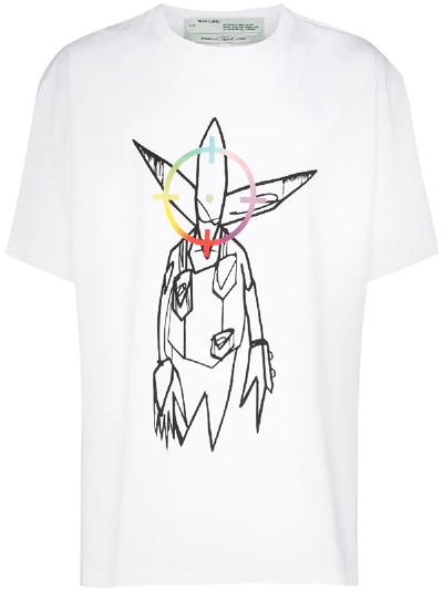Off-white X Futura Alien Print Cotton T-shirt In Weiss