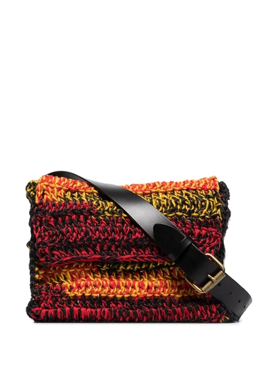 Nicholas Daley Red, Yellow And Black Large Crochet Messenger Bag