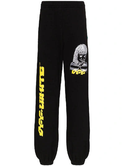 Off-white Disrupted Logo Print Track Trousers In Black