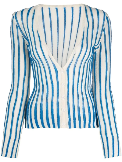Jacquemus Le Gilet Striped Cardigan In Blue