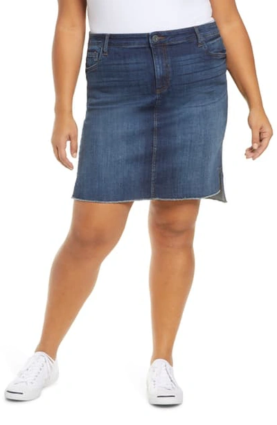 Kut From The Kloth Connie Fray Step Hem Denim Skirt In Affectionate