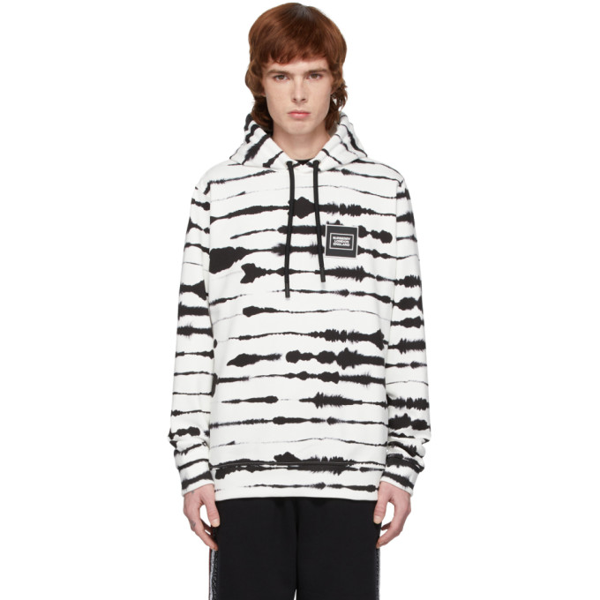 Burberry Logo Applique Watercolour Print Cotton Hoodie In Monochrome Modesens