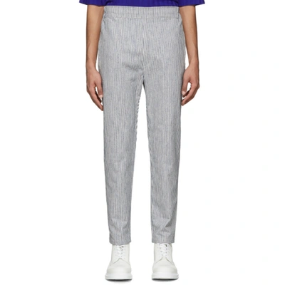 House Of The Very Islands White And Navy Striped Hi Trousers In 11 Whitenav