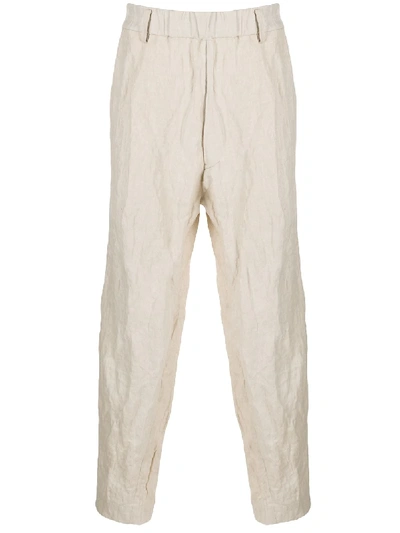 Ziggy Chen Crinkle-effect Straight Trousers In Neutrals