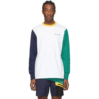 Aimé Leon Dore Aime Leon Dore White And Green Colorblocked Long Sleeve T-shirt In Wht Multi