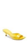 Calvin Klein Mega Kitten Heel Slide Sandal In Scuba Yellow Patent Leather