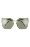 Celine 65mm Oversize Square Sunglasses In Gold/ Green