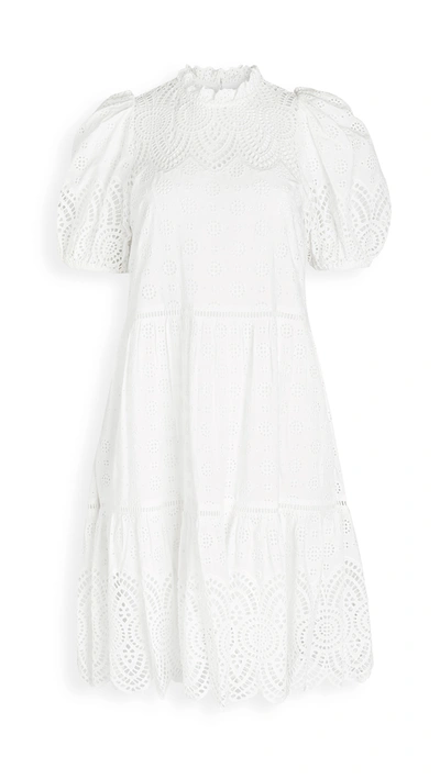 Ulla Johnson Simone Flared Broderie Anglaise Cotton-blend Dress In White