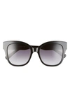 Rebecca Minkoff Martina 52mm Cat Eye Sunglasses In Black/ Dark Grey