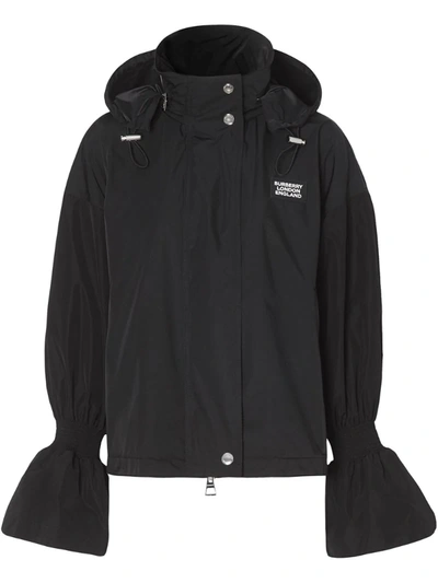 Burberry Neston Flare Cuff Water Resistant Rain Jacket In Black