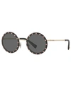 Valentino 58mm Crystal Studded Round Sunglasses In Black