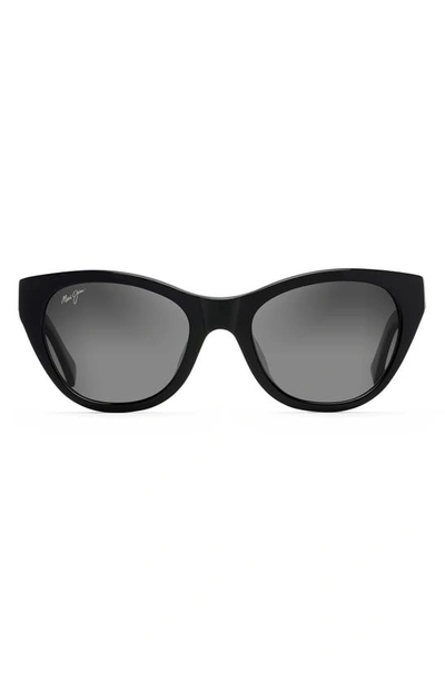Maui Jim Capri 51mm Polarizedplus2® Cat Eye Sunglasses In Black/neutral Gray Gradient Polarized