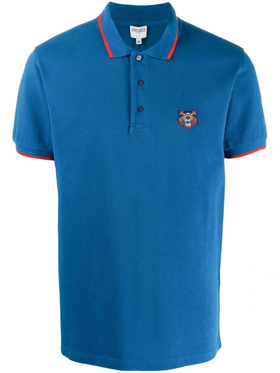 Kenzo Fitted Tiger Polo Shirt In Blue