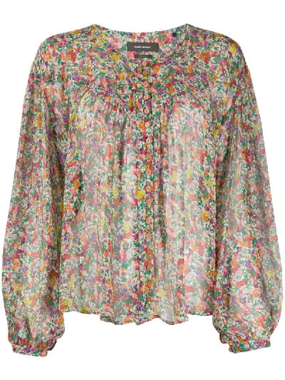 Isabel Marant Orionea Floral-print Blouse In Yellow