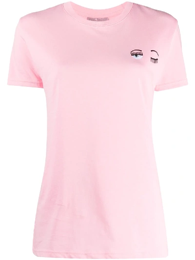 Chiara Ferragni Flirting Embroidery Slim-fit T-shirt In Rosa/pink